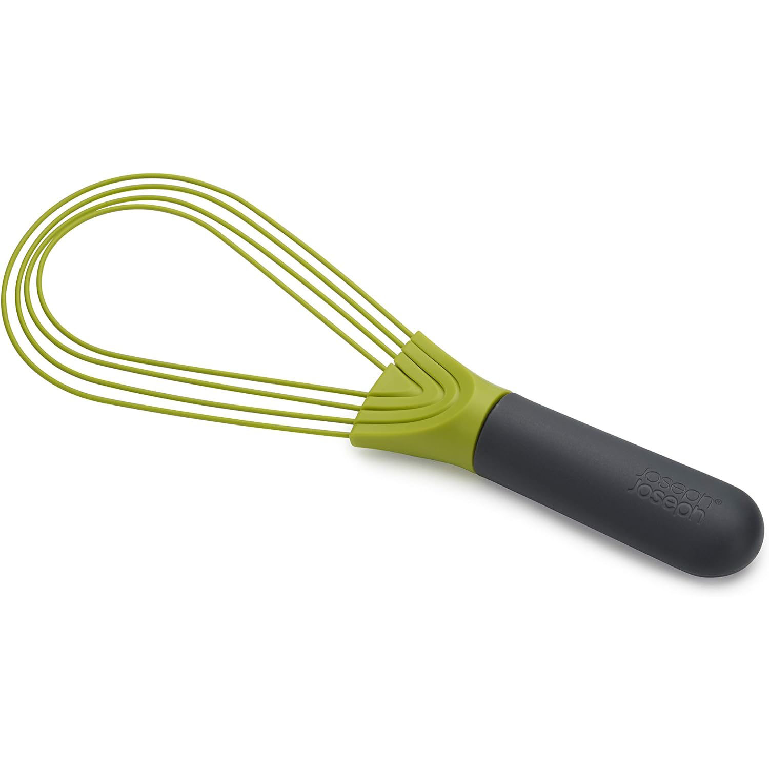Joseph Joseph Twist Whisk 2-In-1 Collapsible Balloon and Flat Whisk Silicone Coated Steel Wire, Gray/Green