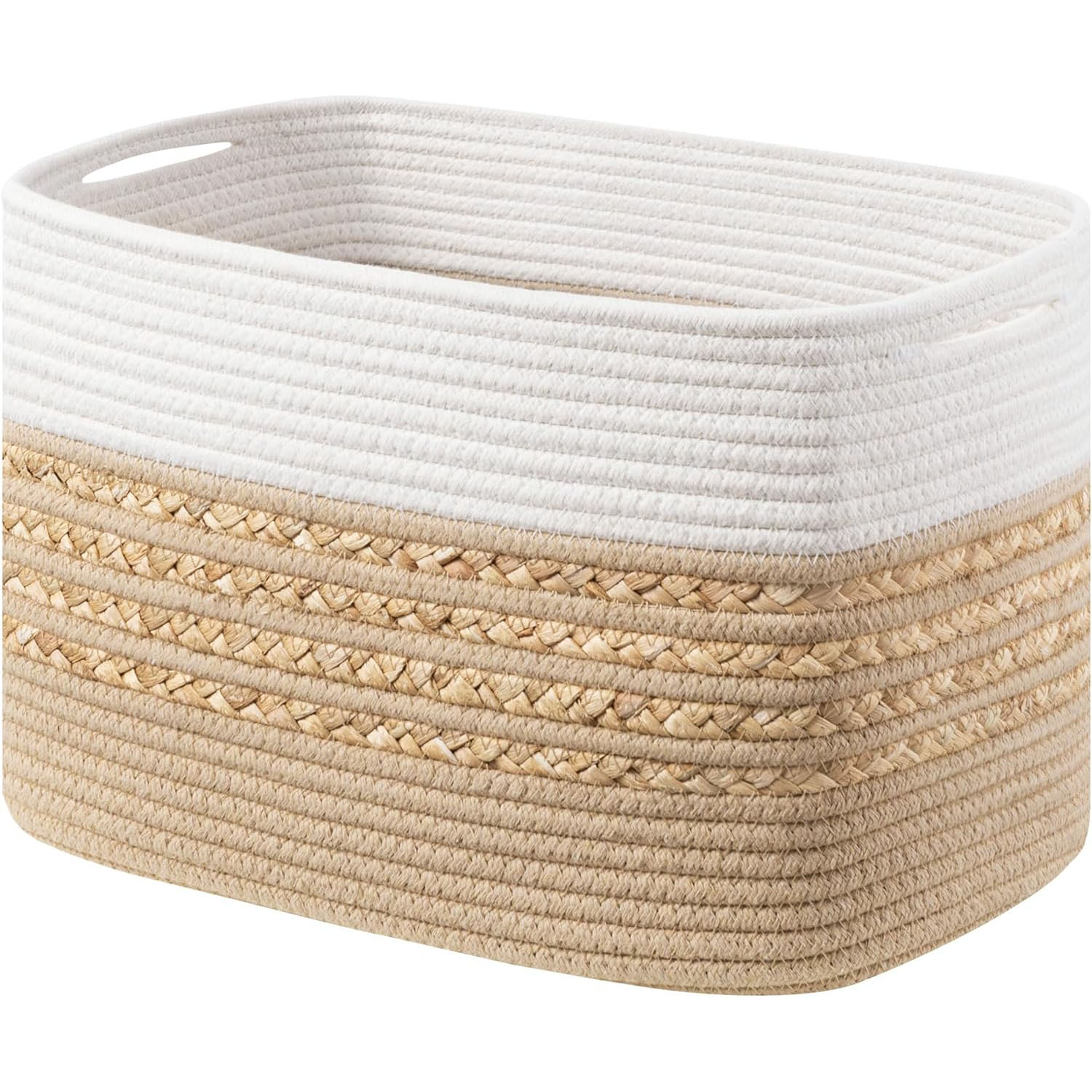 Rectangle Cotton Rope Basket with Handles